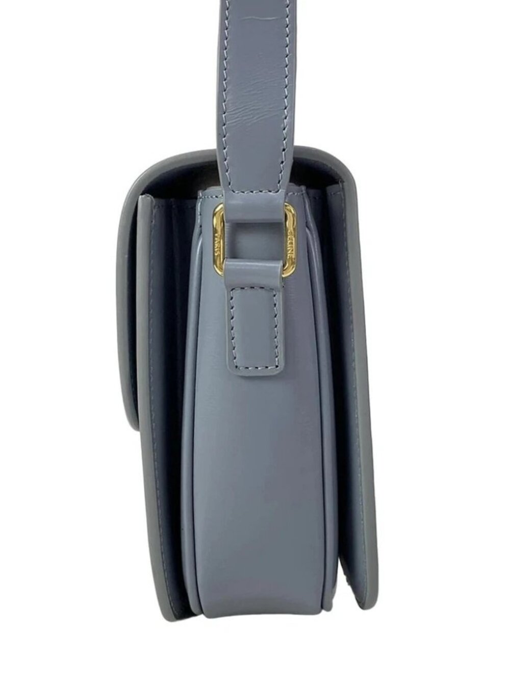 CELINE Triomphe Medium - Blue Gray Shiny Calfskin Shoulder Bag - Picture 4 of 16